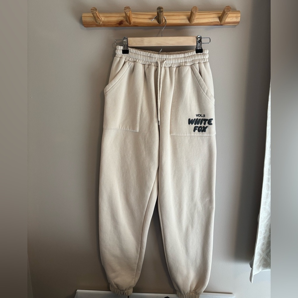 Women’s Beige White Fox Sweatpants